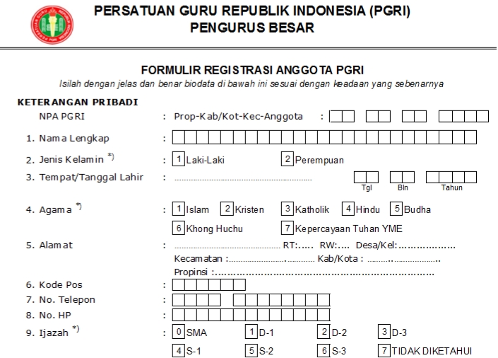 Pendaftaran PGRI Kab. Pacitan - Persatuan Guru Republik Indonesia Cabang Kab. Pacitan